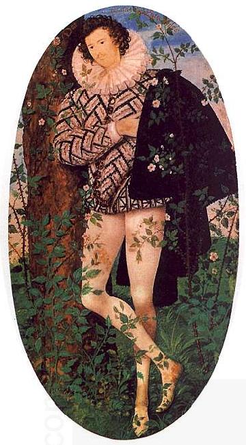 Nicholas Hilliard Young Man Leaning Against a Tree oil painting picture